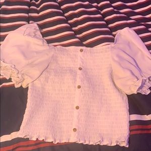 White cropped off the shoulder top